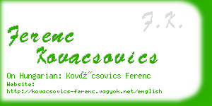 ferenc kovacsovics business card